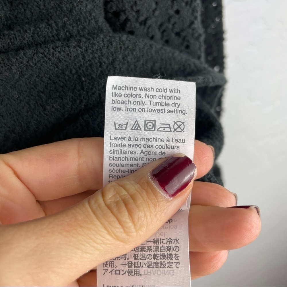 Madewell Texture & Thread Eyelet Mix Ruffle Sleeve Top Black AD111 XS - Picture 6 of 8